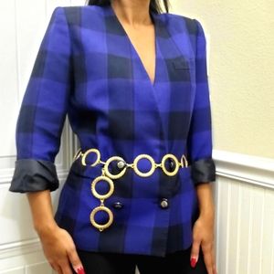 Vintage Size 12 Blue Plaid Blazer by Le Suit